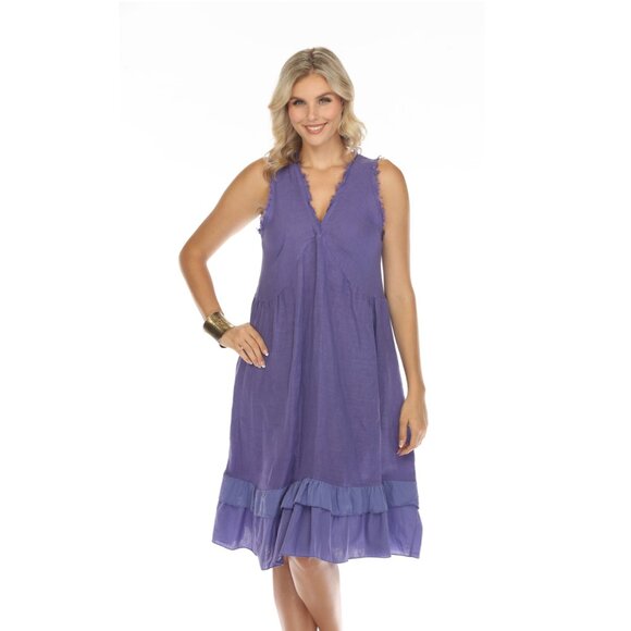 Purple Frayed Style Ruffle Hem Dress - Picture 6 of 13